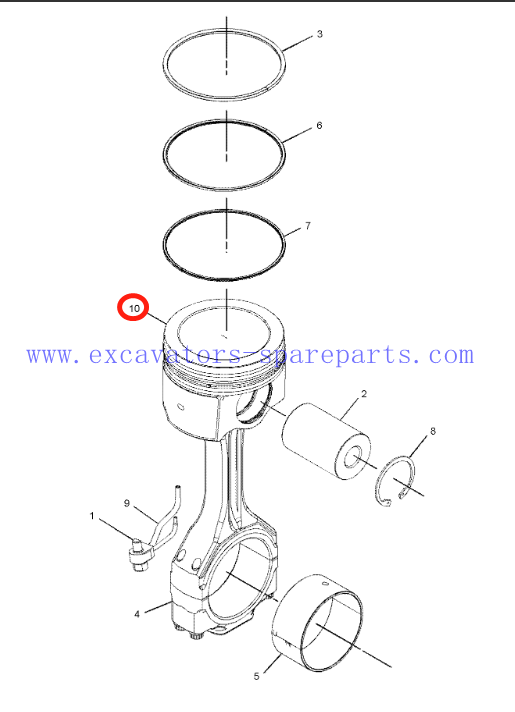 Piston 3687816 Excavator Engine Parts With Piston Pin Snap Ring For C18 ...