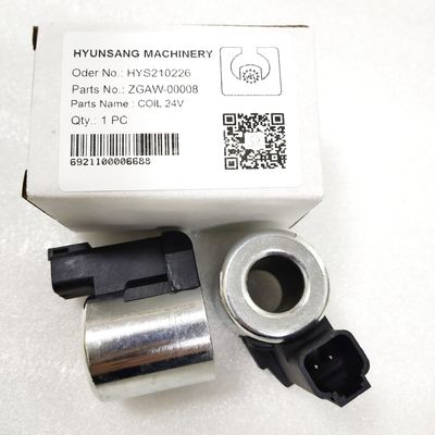 Solenoid Coil 24V ZGAW-00008 XKBL-00084 XKAL-00065 For Excavator R1200-9 R140LC-9