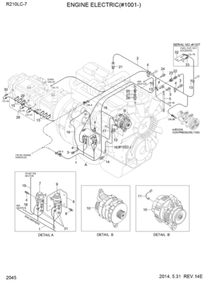 Excavator Engine Parts Alternator 21Q6-42001 21Q6-42000 For R210LC7 R250LC9